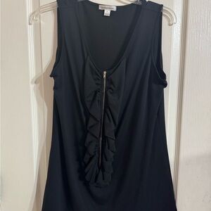 Black Sleeveless Top with Ruffle Detail